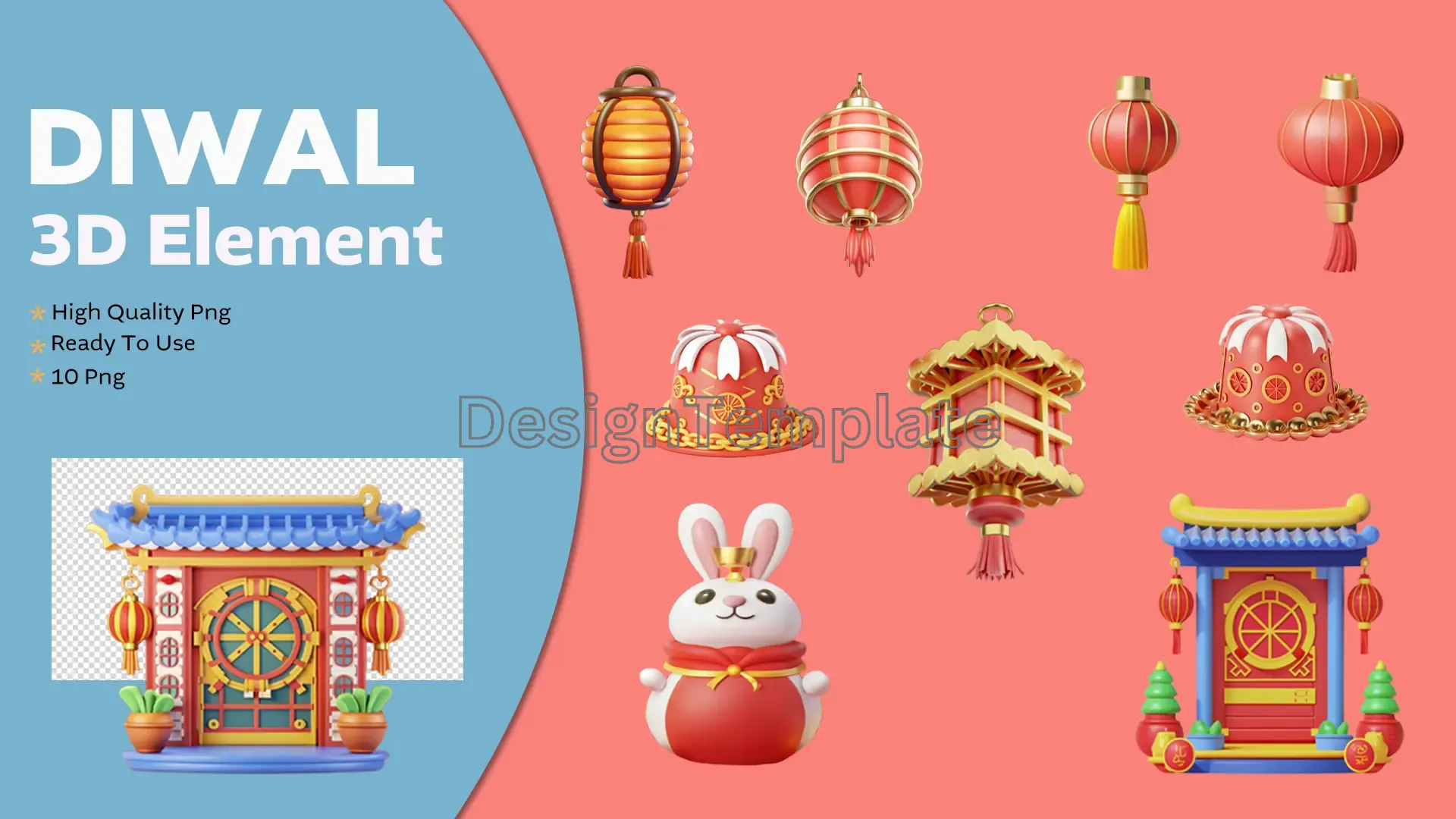 Festival of Lights Diwali 3D Elements Celebration Pack image